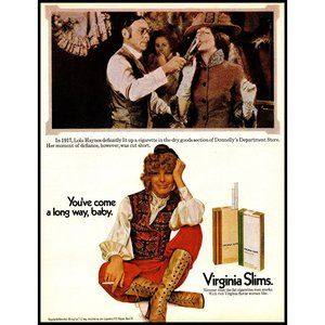 1971 Virginia Slims Cigarettes Vintage Print Ad Brown Knee Boots Wall Art Photo